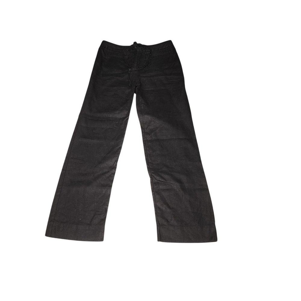 Charter Club Women's 100% Linen Black Straight Leg Pants Size 2P Petite
